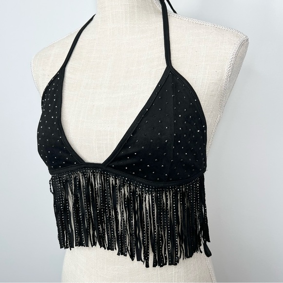 Windsor Rodeo Babe Rhinestone Fringe Halter Top Small - Picture 3 of 11